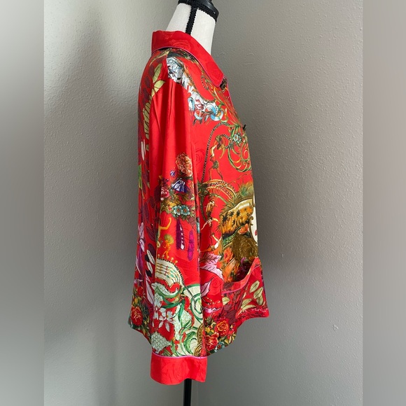 ETRO Circus Print Pyjama Shirt/Blouse  In Rosso/Red  Size 48 - Picture 7 of 12
